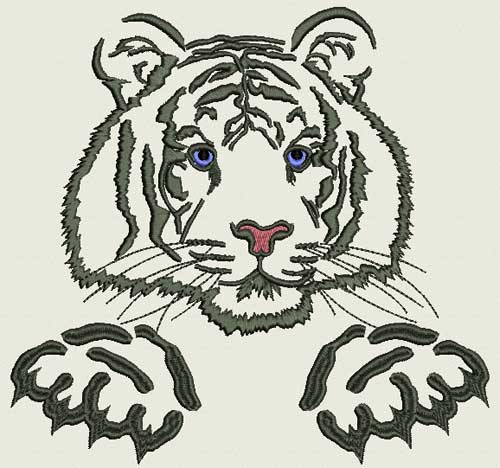 Tiger and paw embroidery design