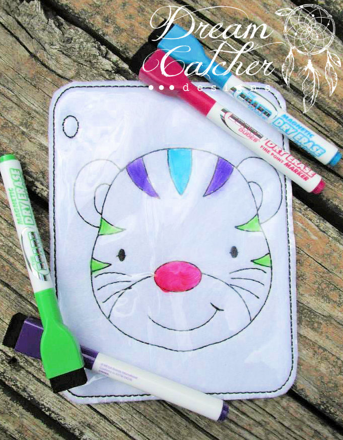 In the hoop tiger coloring page embroidery design