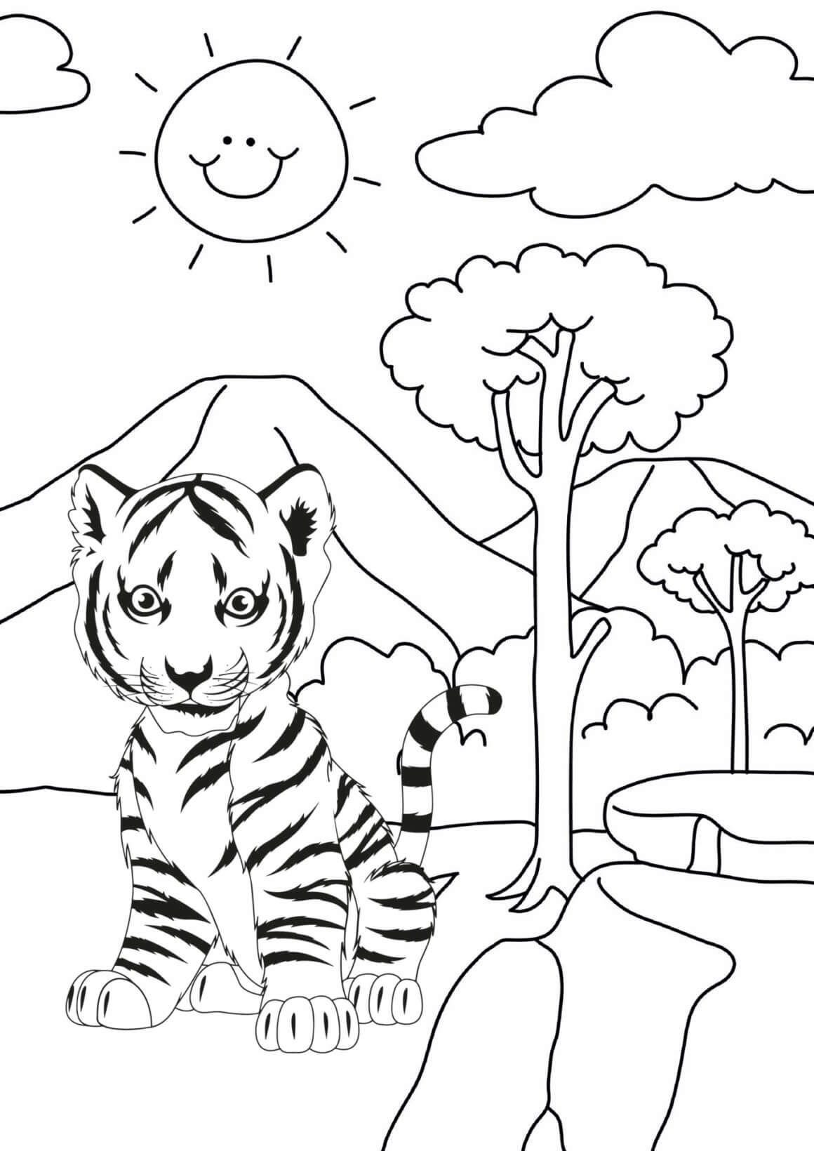 Free printable baby tiger coloring pages