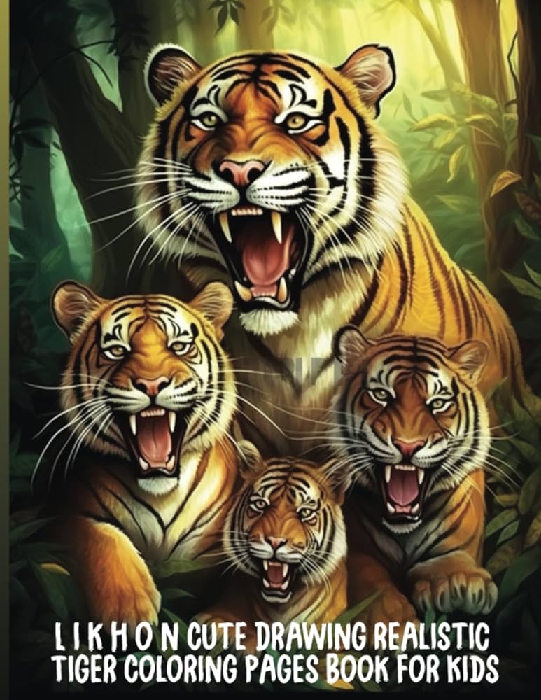 Likhon cute drawing realistic tiger loring pages book for kids likhon designer books