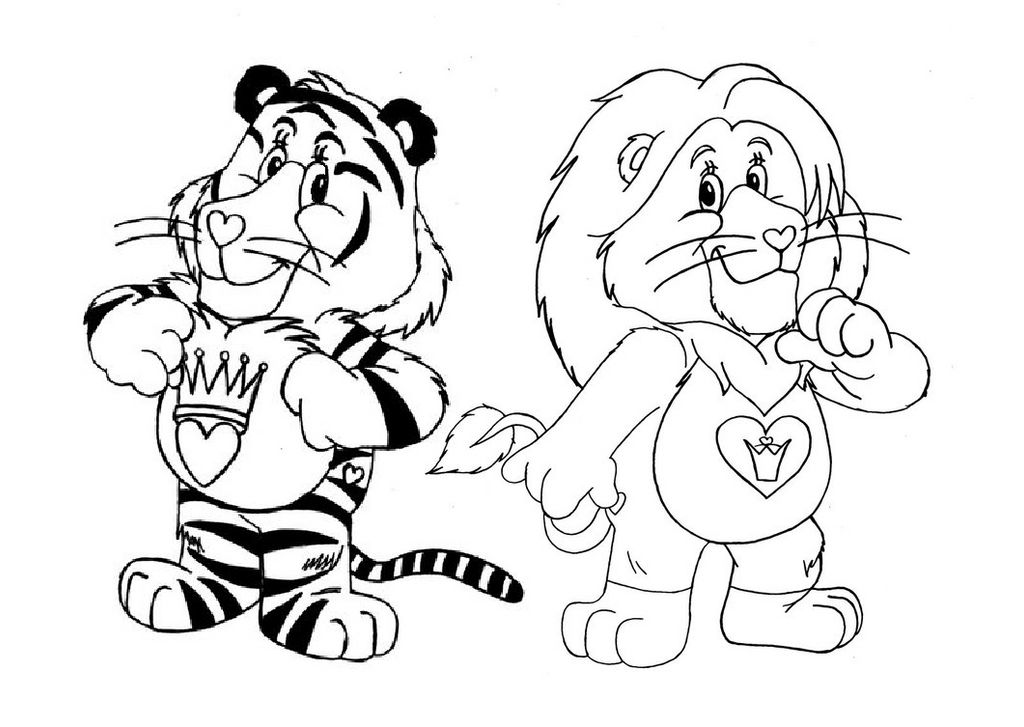 Ultra heart tiger and good heart lion by carebearslover on