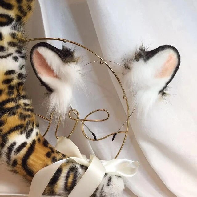 Custom halloween cosplay accessories tiger anime beast ear beast tail wolf ear cat ear fox ear
