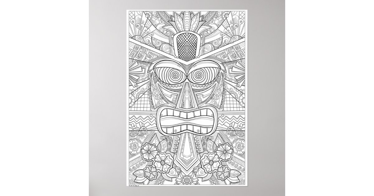 Tiki coloring art doodle art alley poster