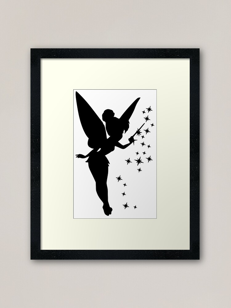 Tinkerbell silhouette framed art print for sale by rainysundays