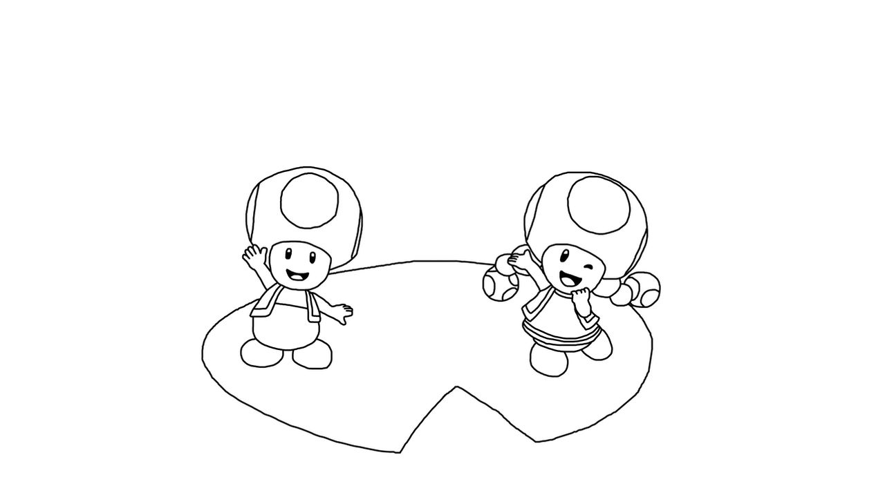 Inktober day toad and toadette on a lilypad by tanyakhiscreations on
