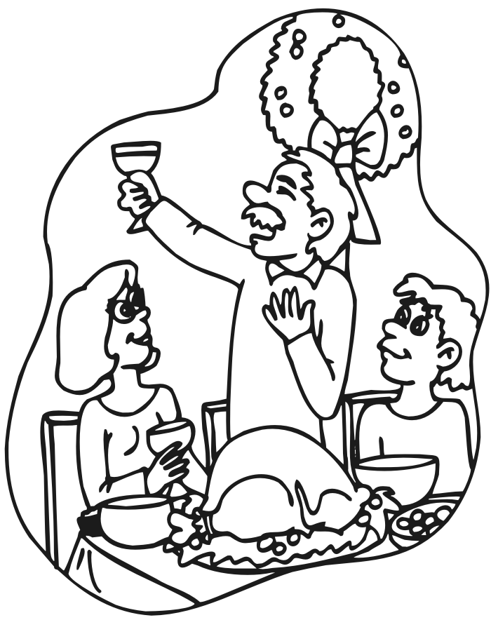 Christmas coloring page christmas dinner toast