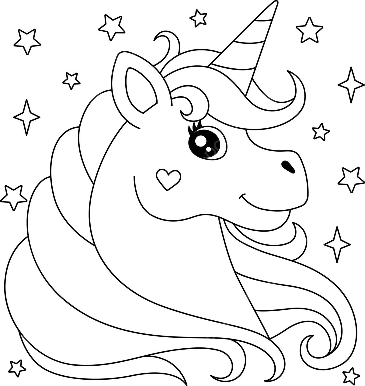 Unicorn head coloring page png transparent images free download vector files