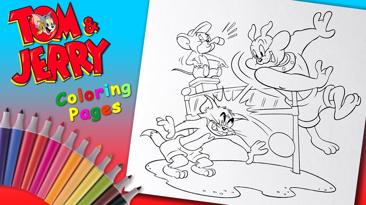 Tom and jerry coloring book pages for kids tom and jerry play on the beach coloring