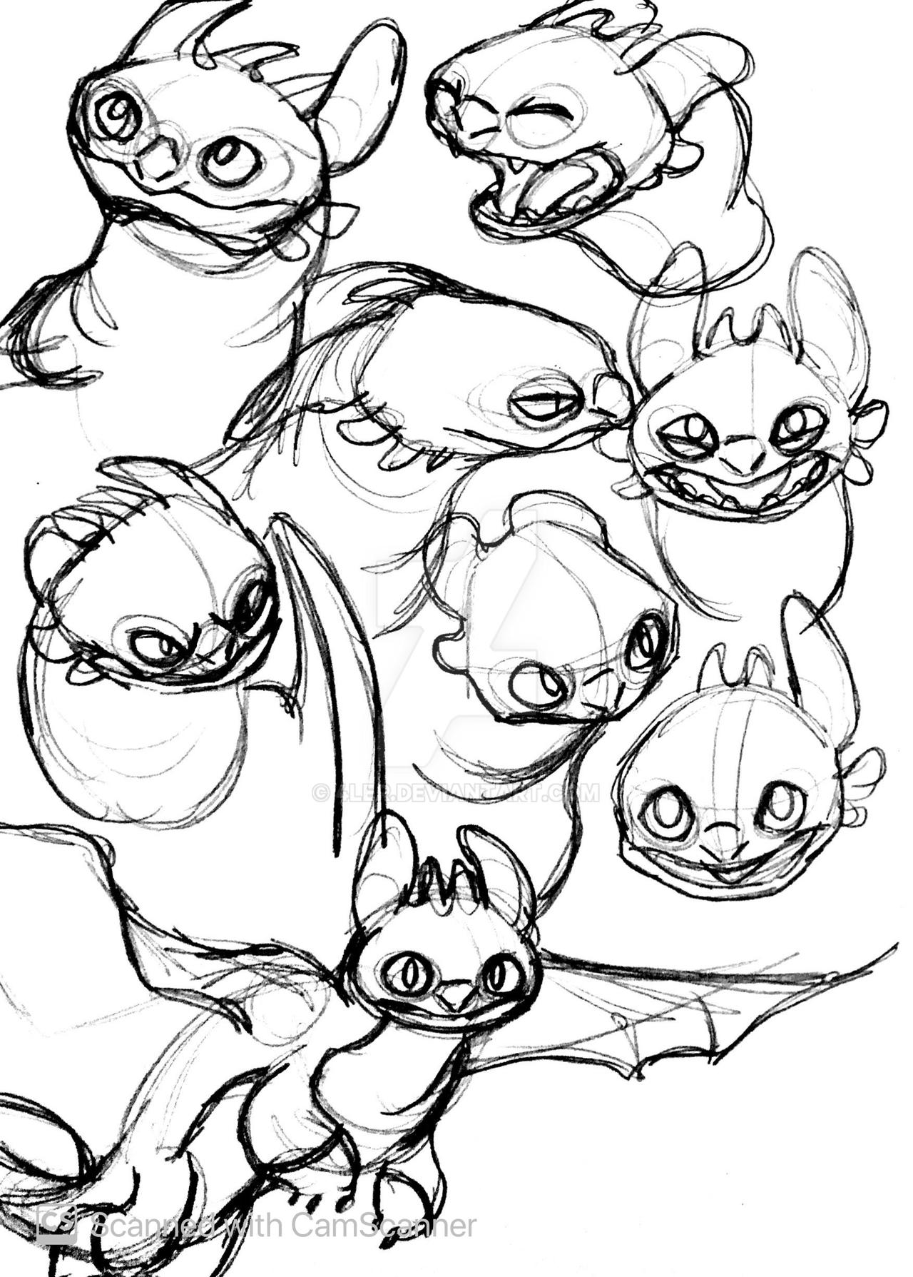 Toothless light fury and nightlights by ler on