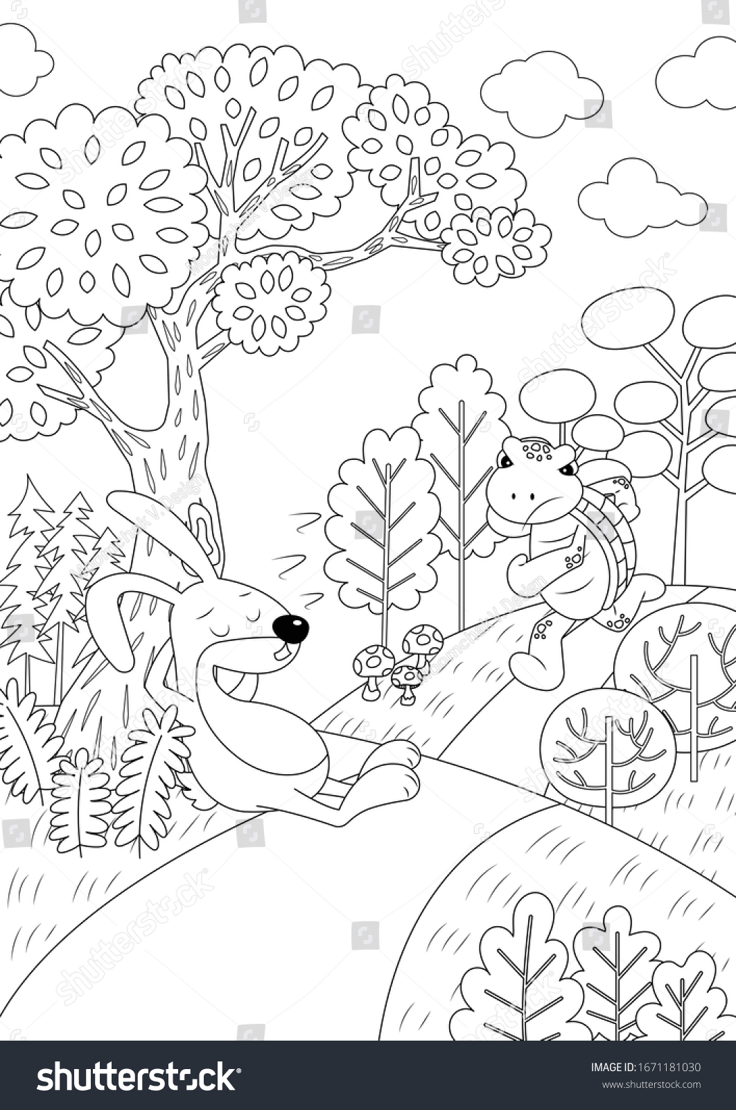 Tortoise hare vector illustration cartoon colorless stock vector royalty free