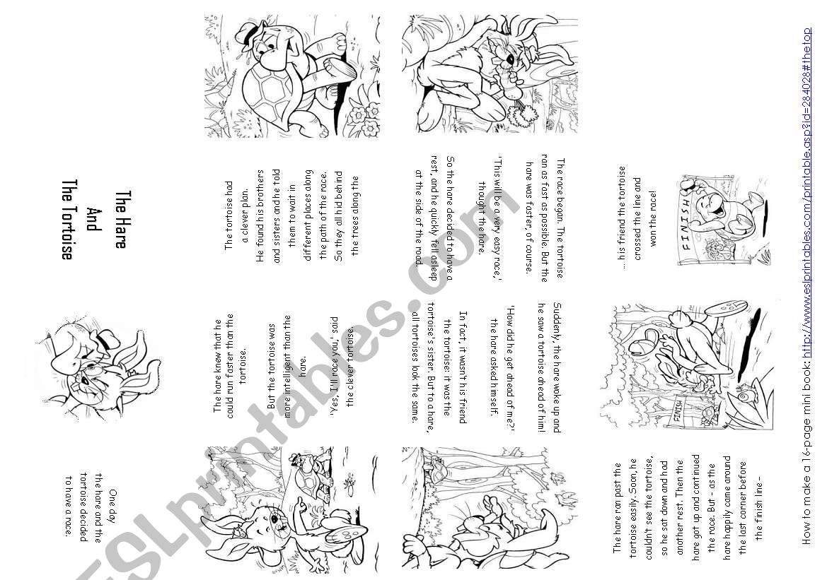 The hare and the tortoise story mini book