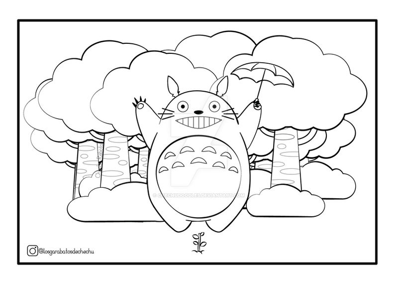 Totoro coloring page by chechudoodles on