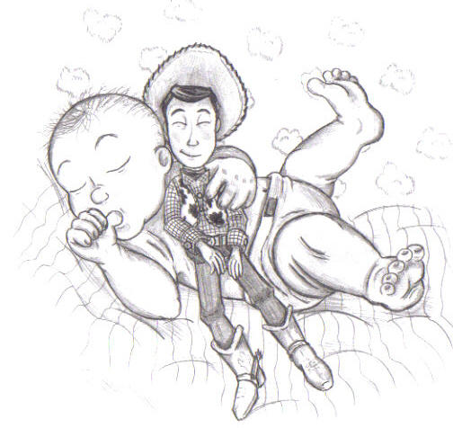 Baby andy with woody by pookyhorse on