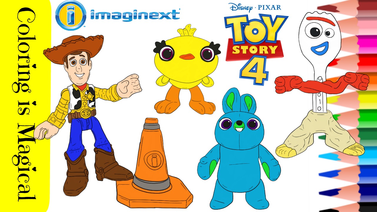 Imaginext toy story toys coloring page woody bunny forky ducky disney coloring video for kids