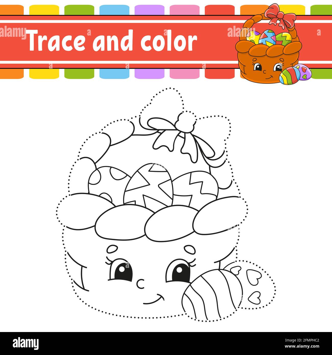 Trace and color coloring page for kids handwriting practice education developing worksheet activity page game for toddlers isolated vector illus stock vector image art