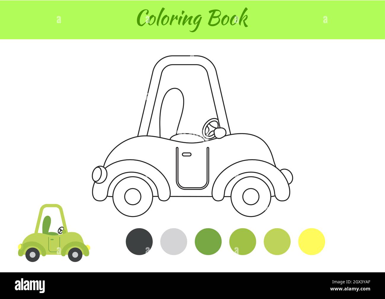 Coloring book car for children educational activity page for preschool years kids and toddlers with transport printable worksheet cartoon colorful stock vector image art