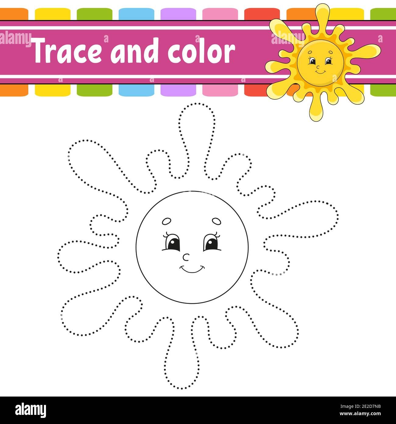 Trace and color coloring page for kids handwriting practice education developing worksheet activity page game for toddlers isolated vector illus stock vector image art