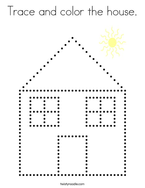 Trace and color the house coloring page