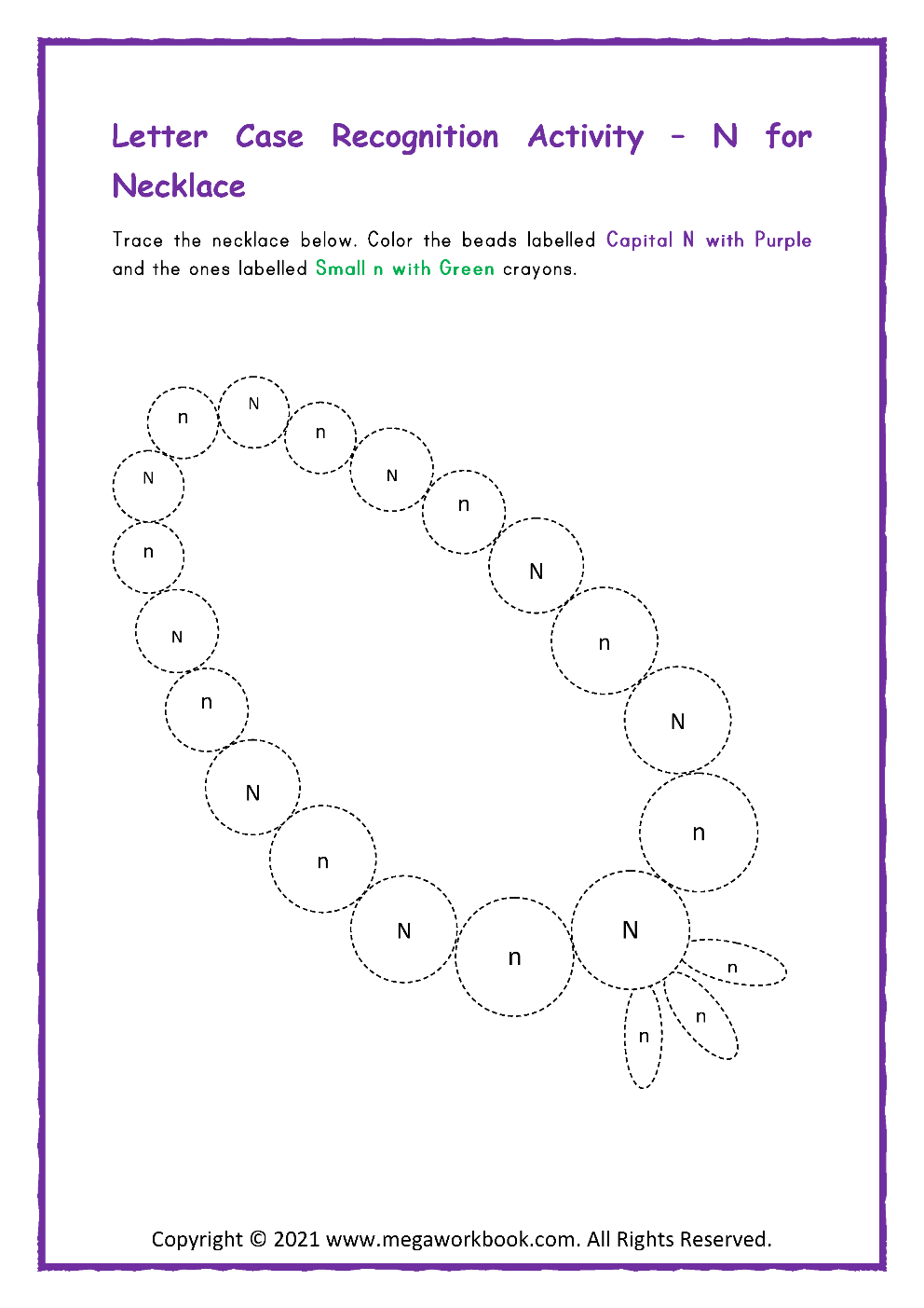 Letter n worksheets