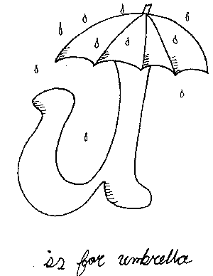 U is for umbrella coloring page