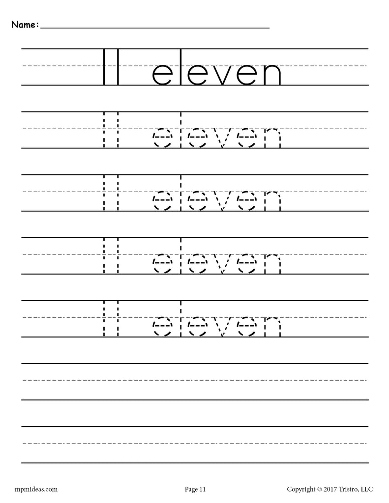 Number tracing worksheet