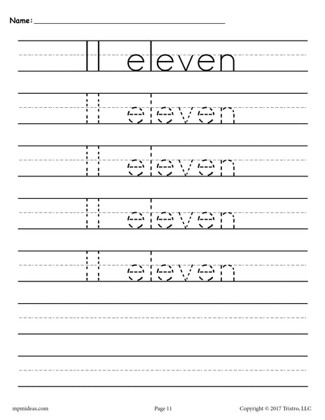 Number tracing worksheet