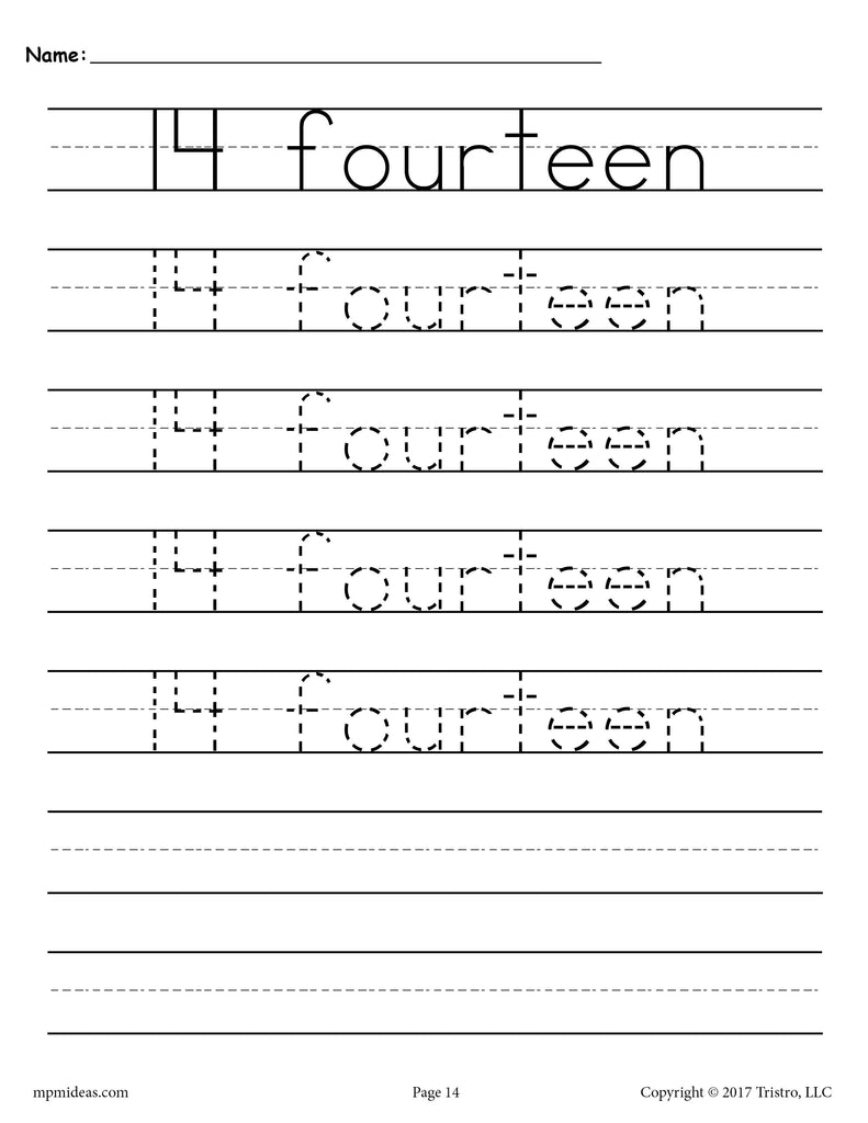 Number tracing worksheet