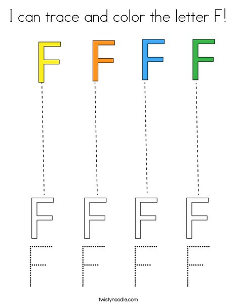 I can trace and color the letter f coloring page