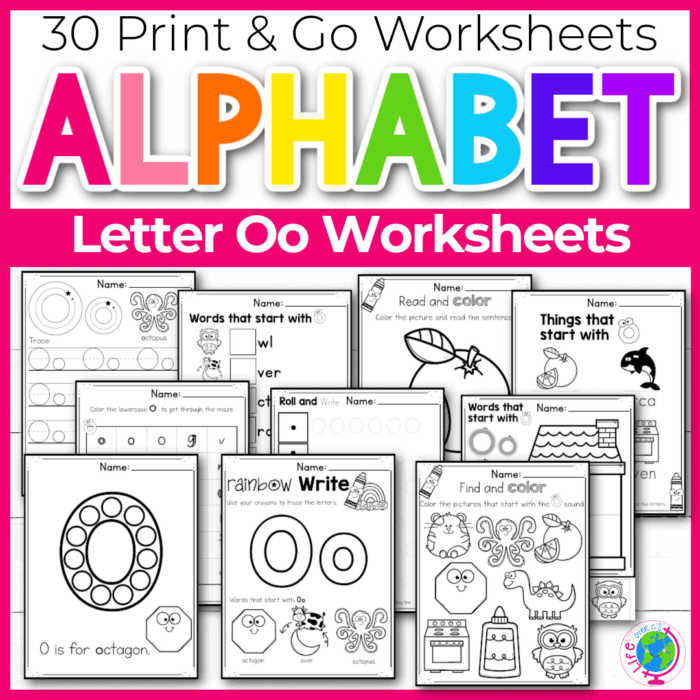Free printable letter o worksheets tracing letter recognition alphabet sounds