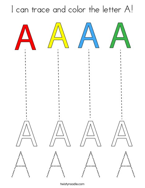 I can trace and color the letter a coloring page