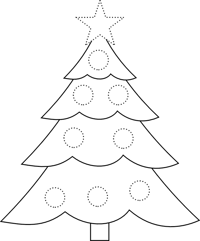 Traceable christmas tree picture star and circles