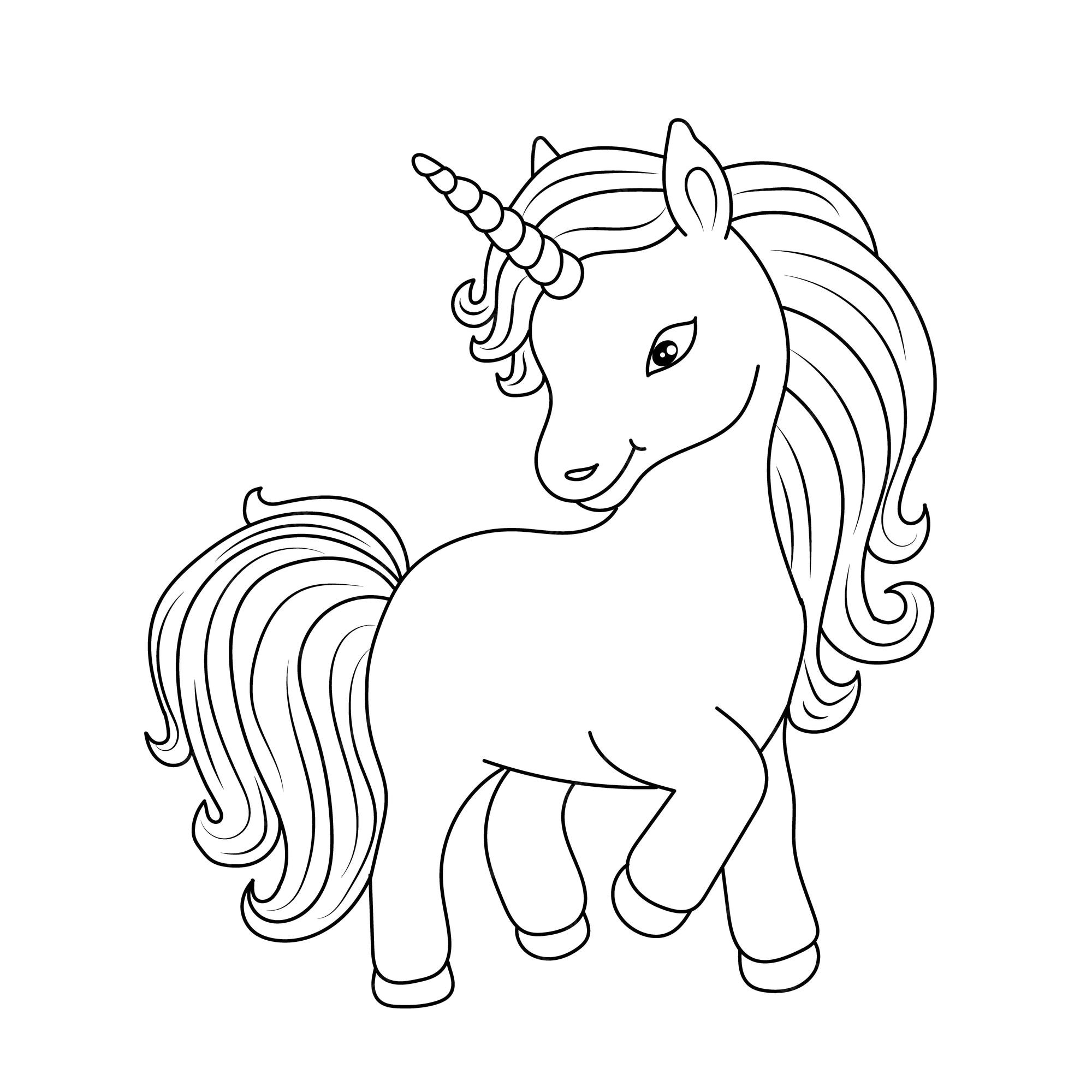 Premium vector unicorn kids coloring page vector blank printable design for children to fill in free vector