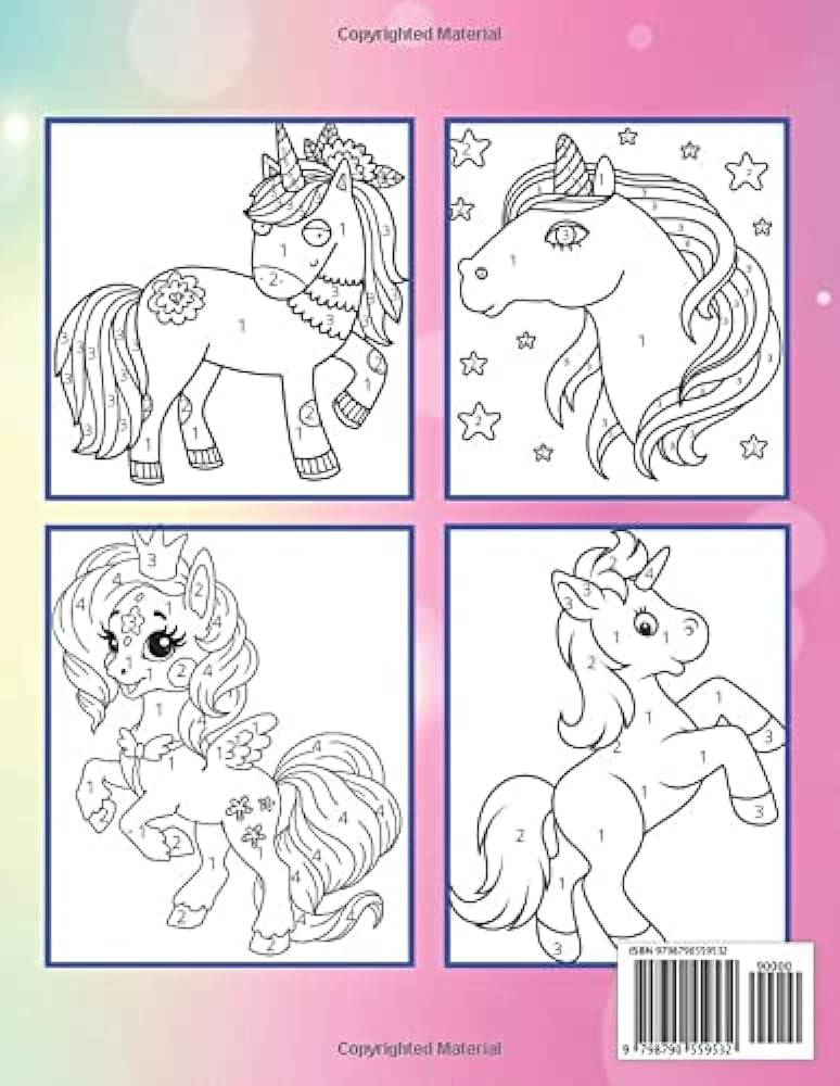 Unicorn color by number for kids a fun kids unicorn workbook learn the numbers