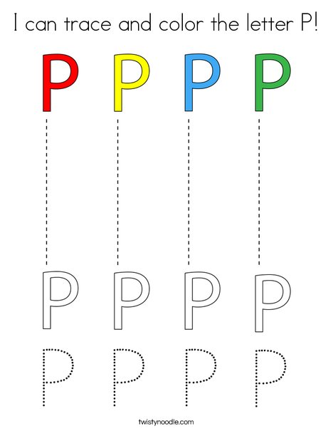 I can trace and color the letter p coloring page