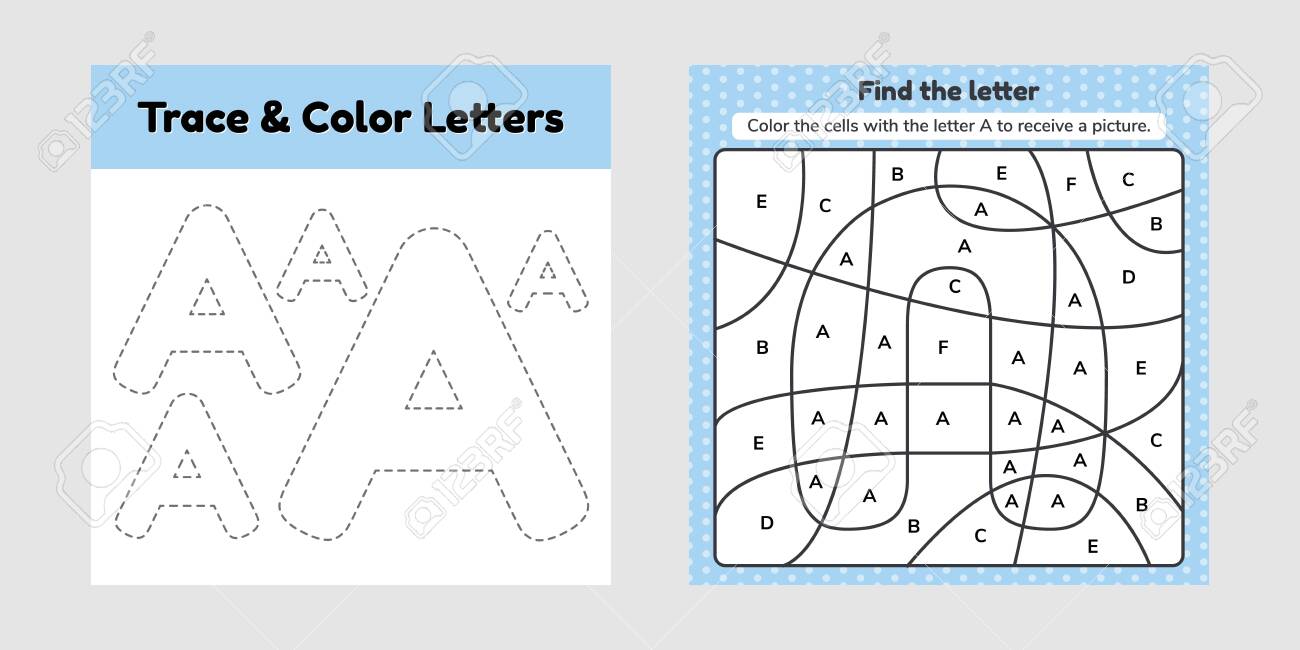 Coloring book letter for kids worksheet for preschool kindergarten and school age trace line write and color royalty free svg cliparts vectors and stock illustration image