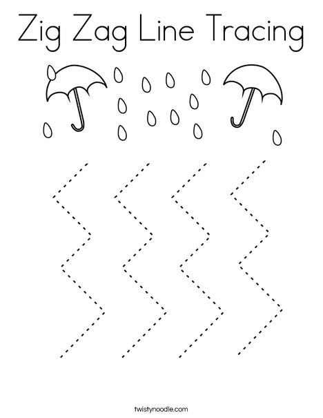 Zig zag line tracing coloring page