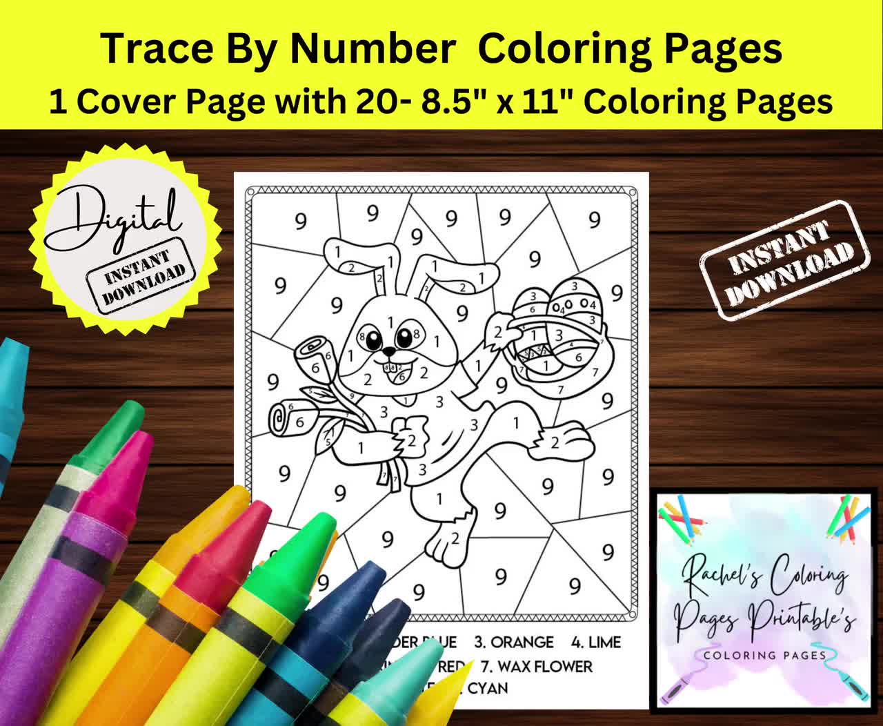 Trace by number coloring pages color by number coloring book easy paint by number color by numbers