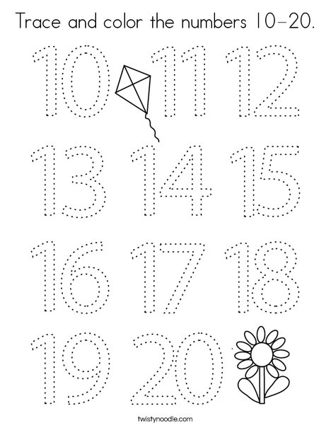 Trace and color the numbers