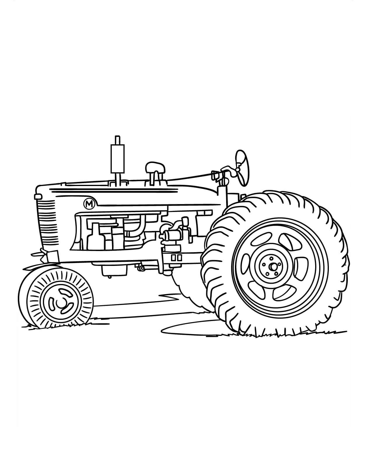 Vintage tractor coloring page