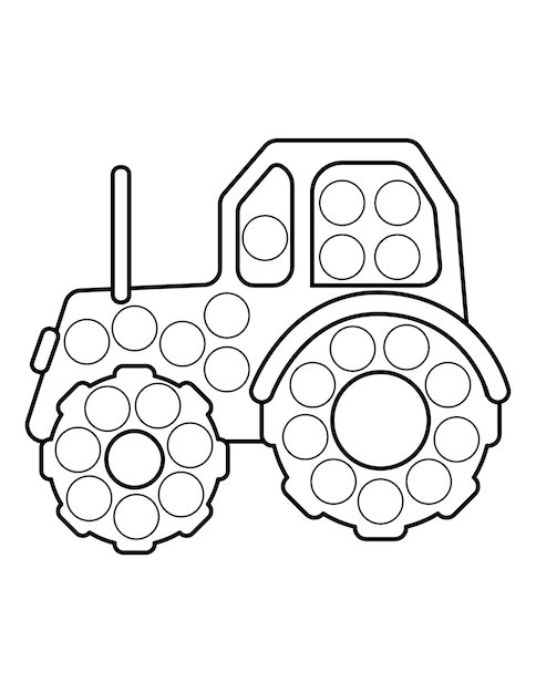 Premium vector do a dot activity dot marker coloring pages dot marker tractor coloring page for kids