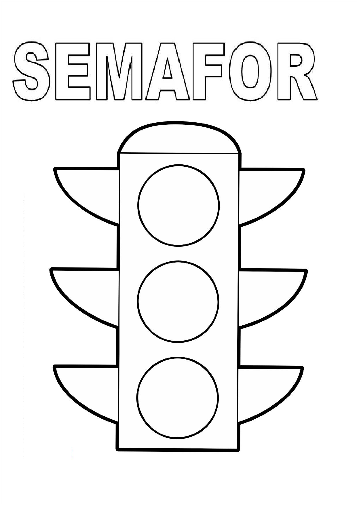 Semafor traffic light transportation preschool coloring pages