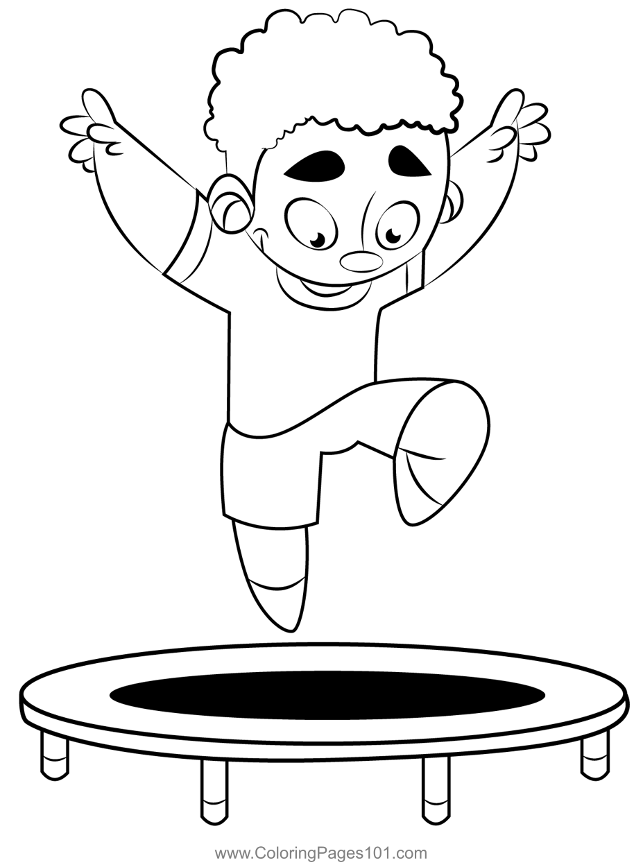 Jumping boy coloring page for kids