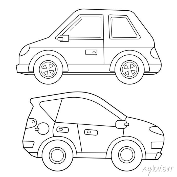Coloring page outline of cartoon car images transport or vehicle â wall stickers transportation outline contour