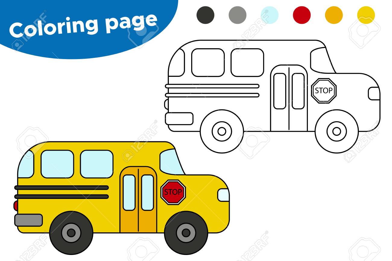 Coloring page for kids vector cartoon school bus learning transportation for preschool children royalty free svg cliparts vectors and stock illustration image