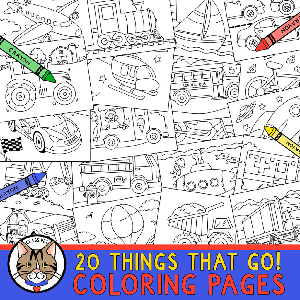 Things that go transportation coloring pages made by teachers