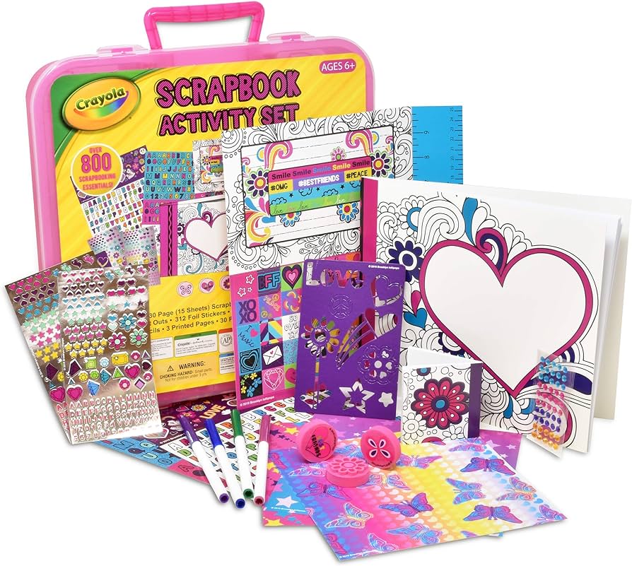 Crayola art activity set mess free craft kit for kids washable markers coloring supplies stickers scrapbook in travel carry case toys games