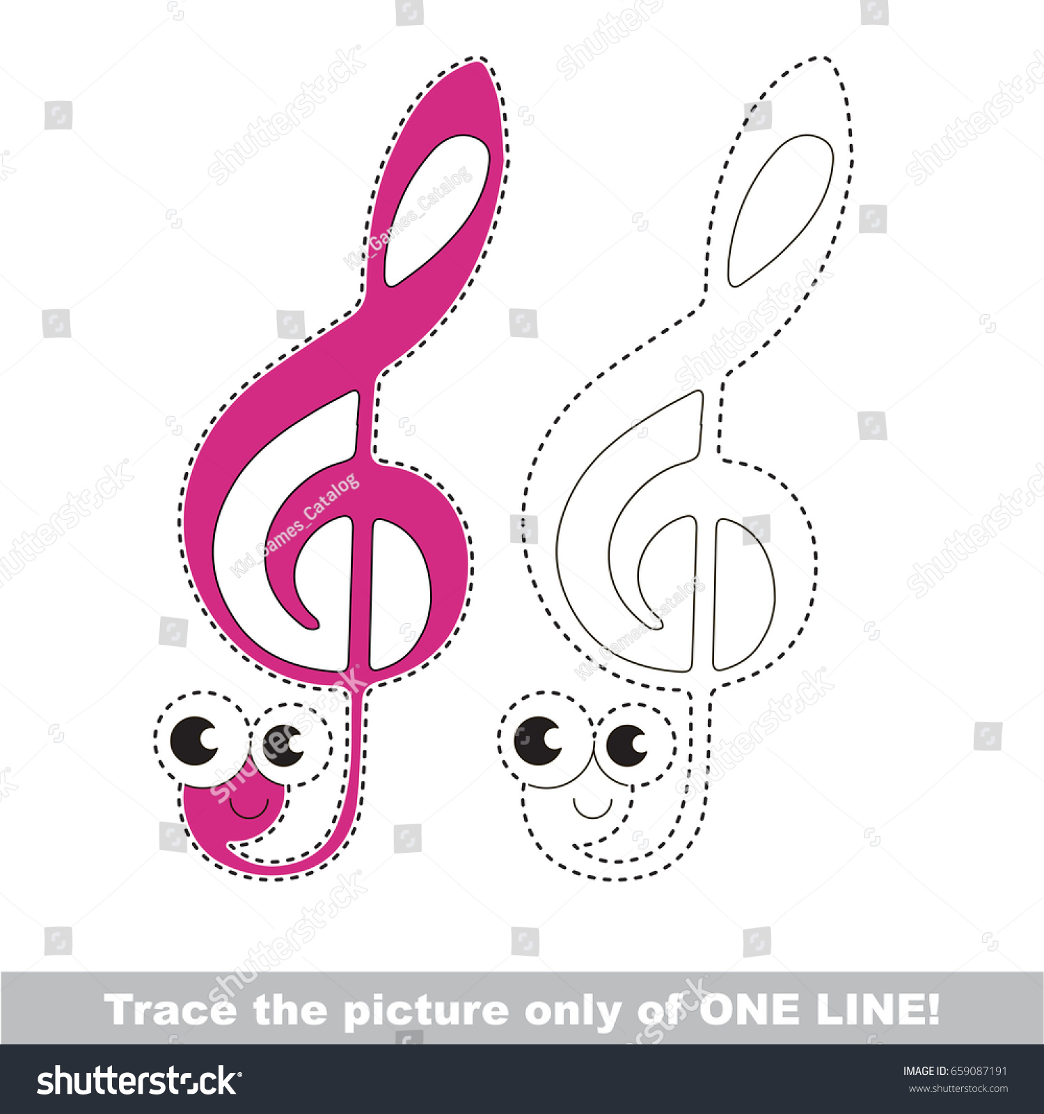 Treble clef be traced only one stock vector royalty free