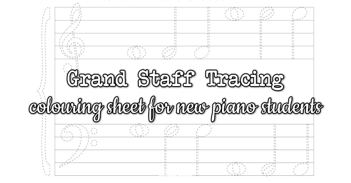 Grand staff tracing and colouring worksheet â colourful keys