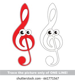 Treble clef be traced only one stock vector royalty free