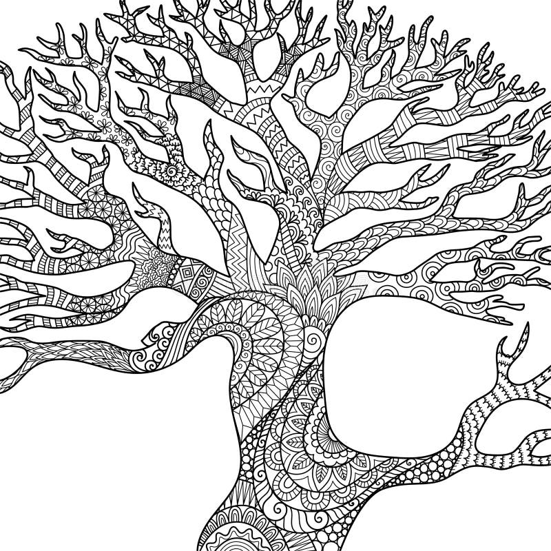 Line art design of dry tree branches for engraving coloring book coloring page printing on product and so on vector illustrati stock vector